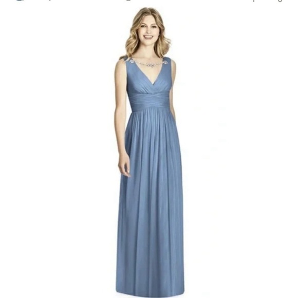 Jenny Packham Chiffon Rhinestone necklace Maxi Dress Gown Blue JP1005 NWT - Picture 1 of 11